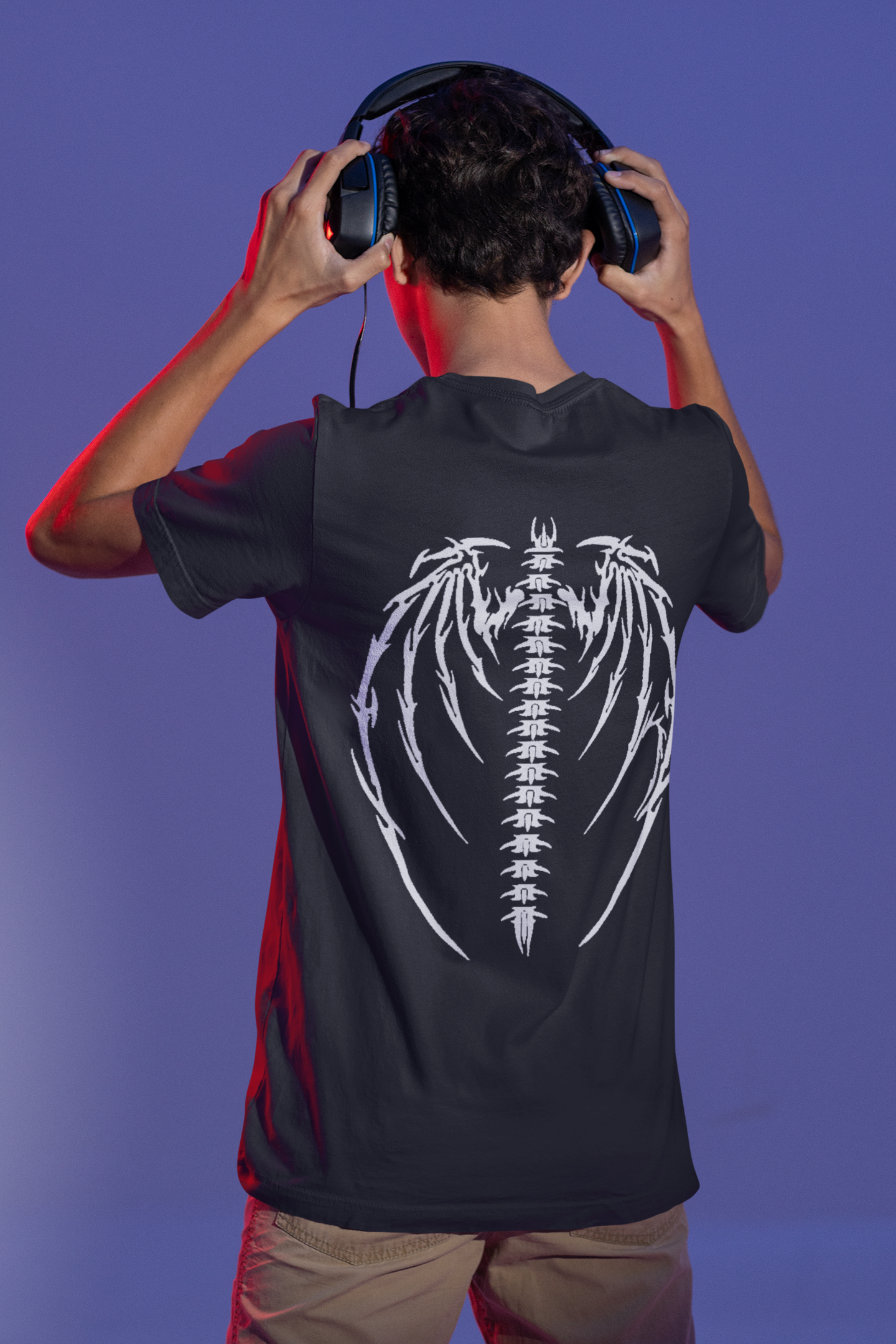 Bone bat wings Gothic Tee