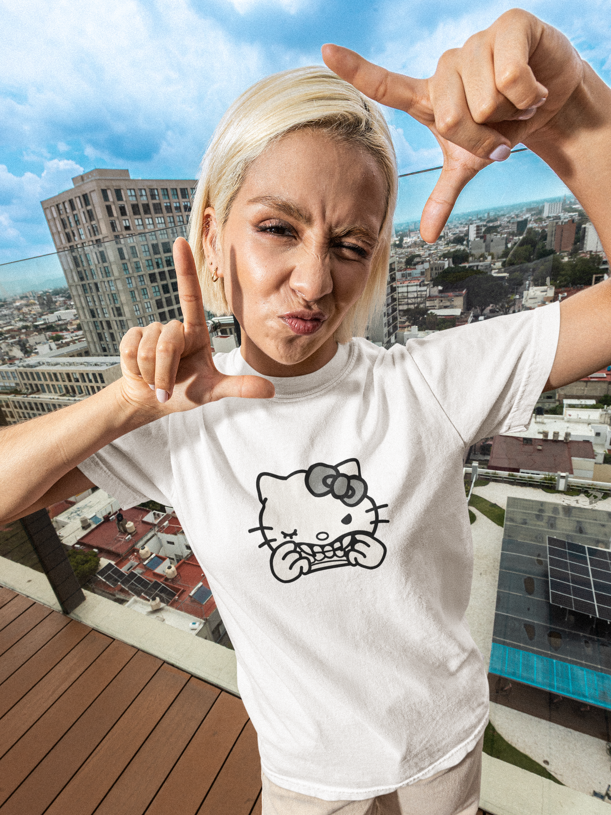 Punk hello kitty graphic women Tee